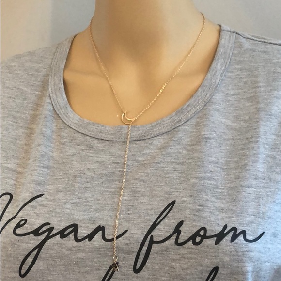 Star & Moon Lariat Necklace - Picture 6 of 6